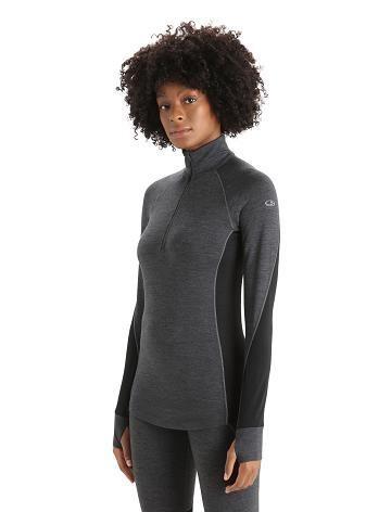 Jet Heather / Black Women's Icebreaker BodyfitZone™ Merino 260 Zone Long Sleeve Half Zip Thermal Top Base Layers | USA 1898VRWD